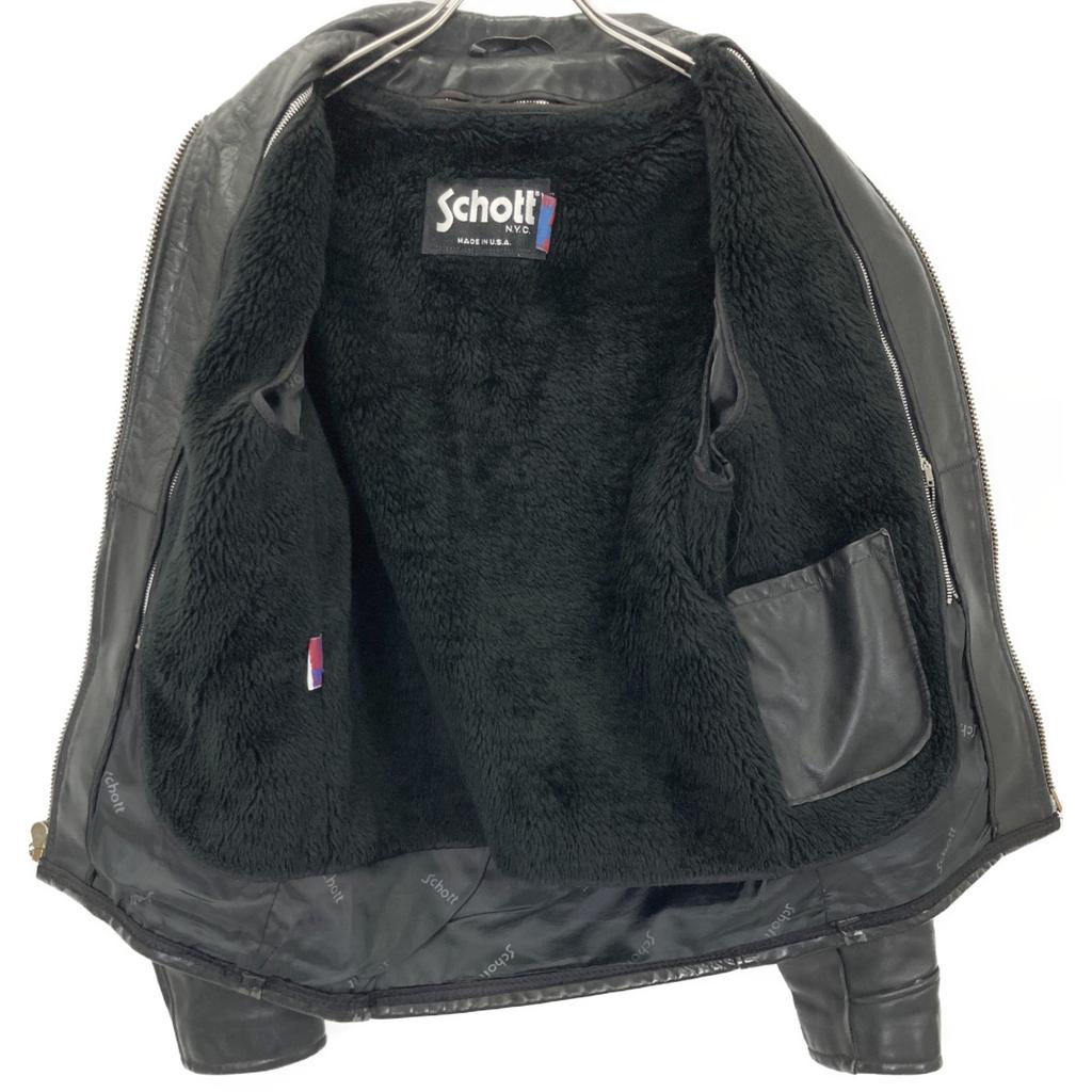 SCHOTT AT101 USA Made Collared Rider Jacket with Liner Jacket 34 blackUsed