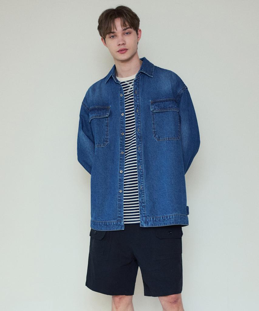 Wednesday Oasis Washed Tab Denim Shirt_Blue(Wc25-Sh01)