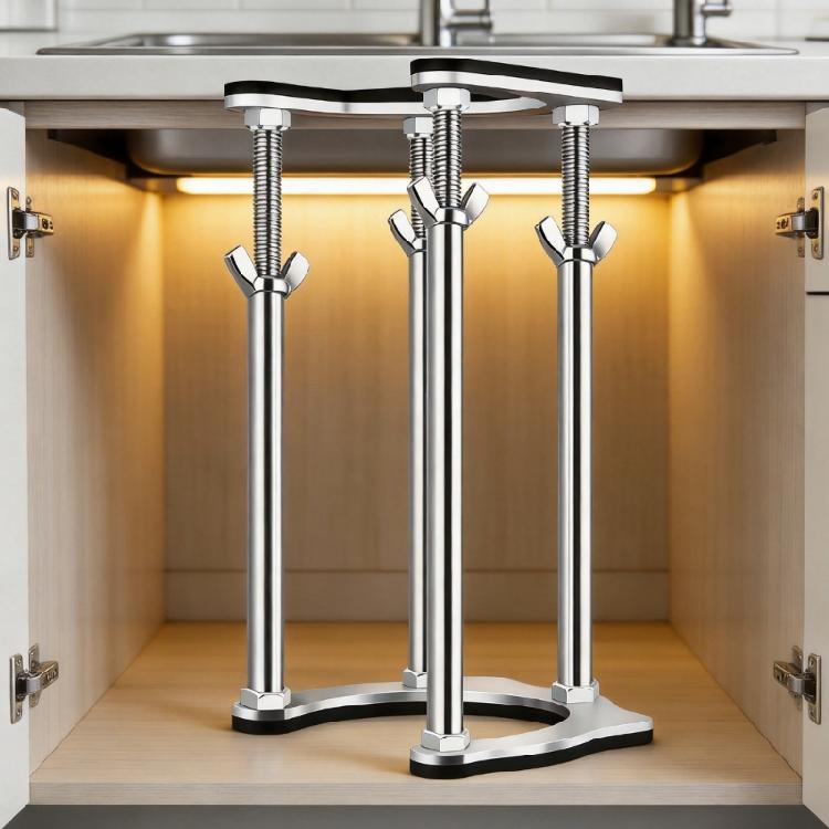 Rustproof Kitchen Sink Support System with 41cm to 71cm Height Adjustment Ranges Strong Metal Sink Stabilizer for Home