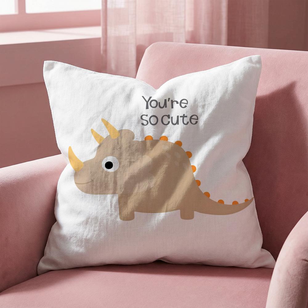 Cute Jurassic Dinosaur Cushion Cover Multi-Scene Pillow Cover for Home & Car - Reversible, Soft & Durable for Daily Use