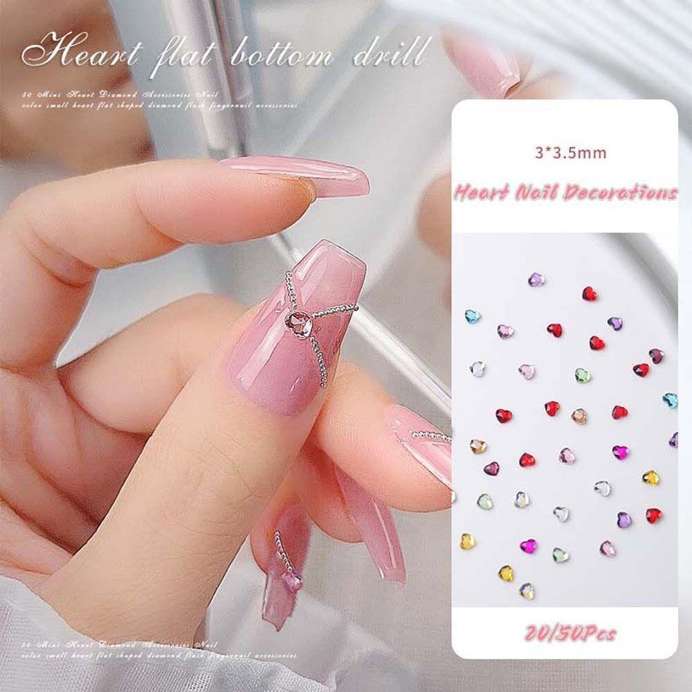

Accessories Nail Ornament 3D Nail Drills Heart Nail Decorations Nail Jewelry Nail Rhinestones 50Pcs-mixed color