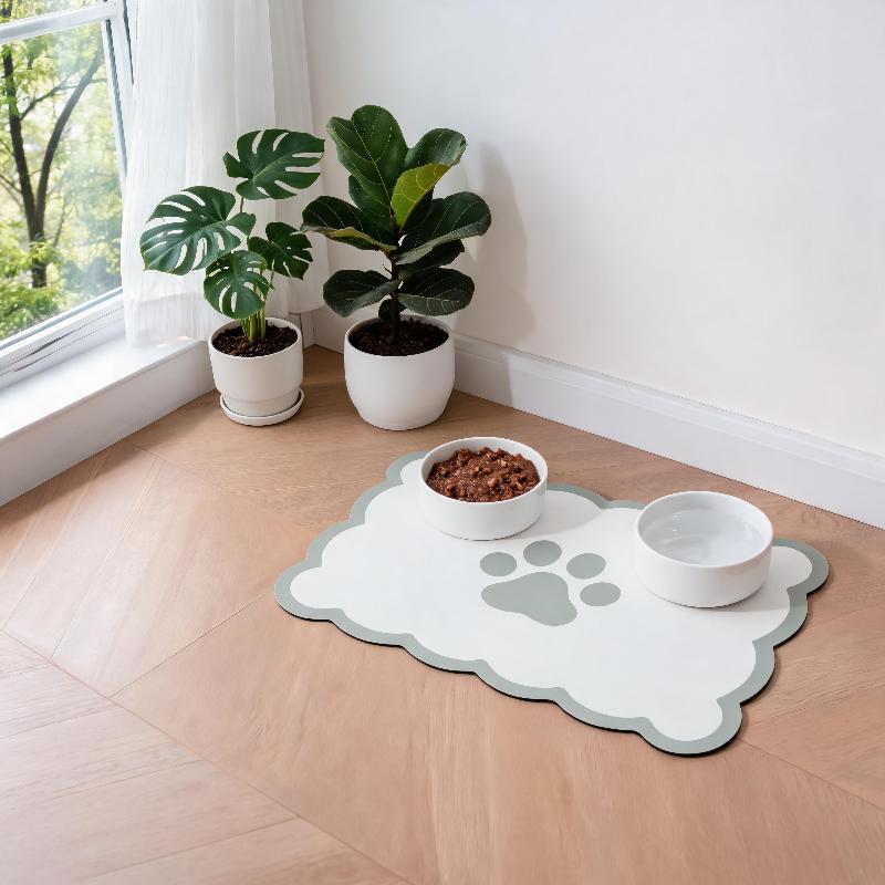 Waterproof Non Slip Pet Feeding Mat Absorbent Wavy Edge Easy Clean Pad for Cats Puppy Pet Feeding Supplies