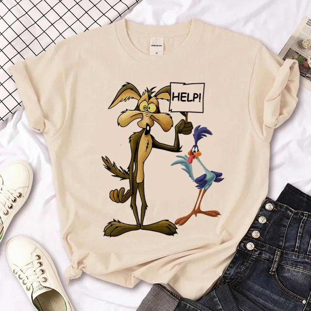 

ZX Tee Wile E Coyote T-shirts Women Y2K Manga Streetwear Top Female Manga Clothes 4XL
