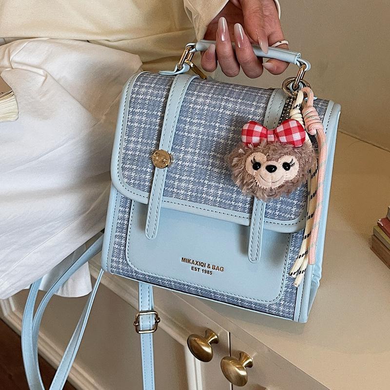 Schoolbag Premium Plaid Niche Women's Backpack 1011 New Commuter Versatile Backpack Mini Small School Bag Crossbody Bag