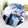 Cartoon Snowman Pattern, Automatic Folding Umbrella, Portable and Foldable Design, 8 Ribs, a Christmas or Birthday Gift.