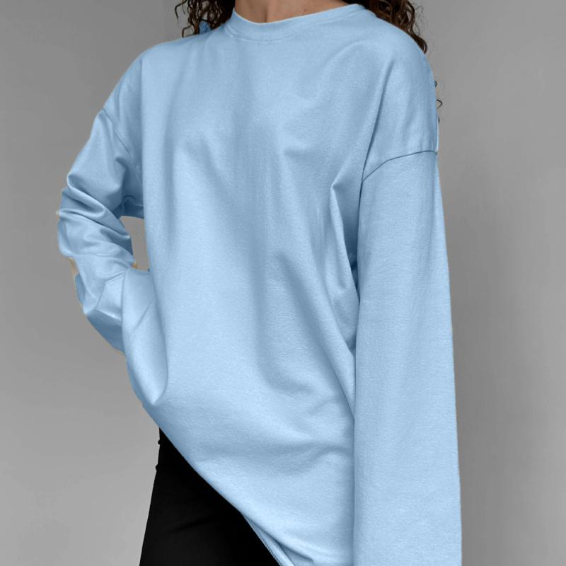 

Женская свободная футболка, базовый хлопковый свитер большого размера с круглым вырезом, шикарные повседневные футболки, женские топы, одежда для девочек, 11 цветов L синий