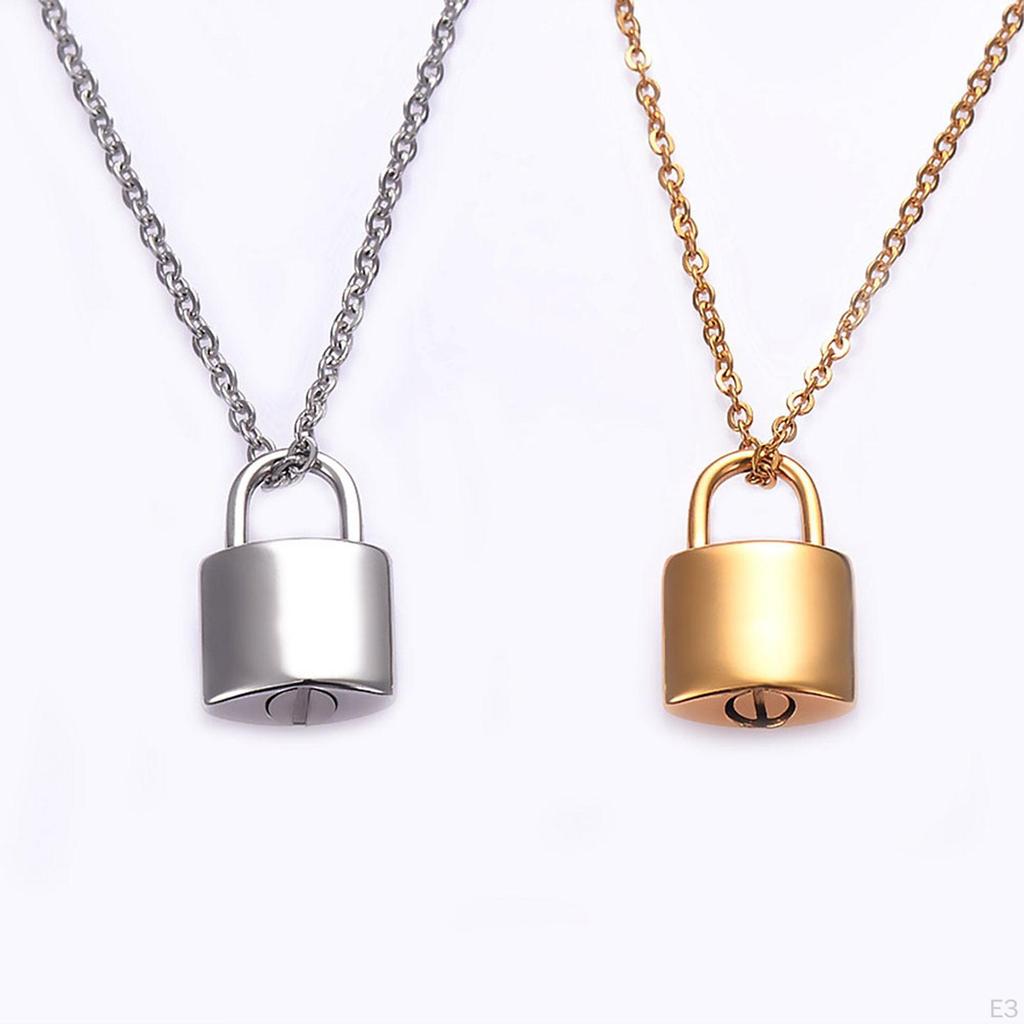 Padlock Cremation Urn Necklace Keepsake Adjustable Jewelry Holder for Memorial Mom