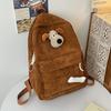 Wind Cute Puppy Schoolbag Female High School Student Corduroy Schoolbag Casual Campus Backpack College Student