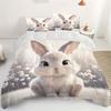 3-teiliges entzückendes Kaninchen-Druck Bettwäsche-Set - Weiches Polyester Digitaldruck Komfort Enthält 1 Queensize Bettbezug & 2 Kissenbezüge