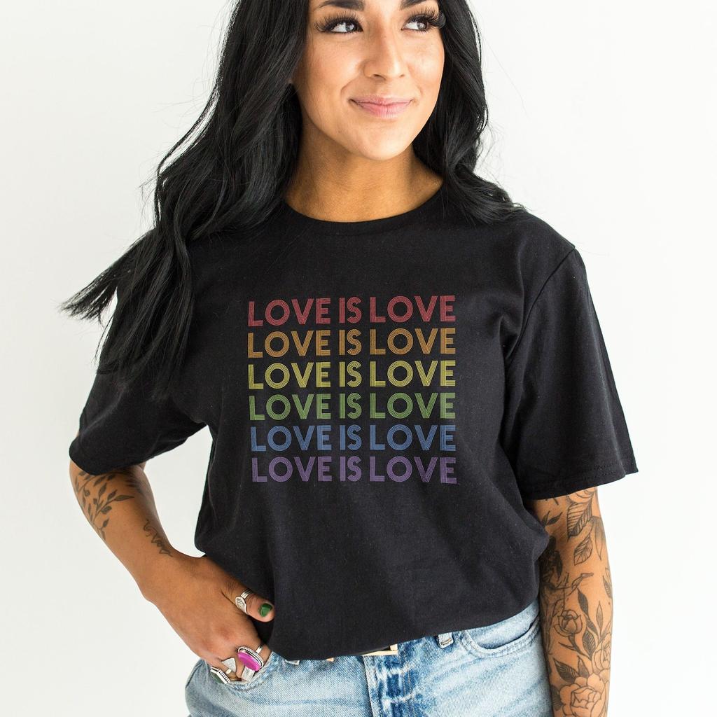 Love Is Love Shirt, Rainbow Pride T Shirt, LGBTQ Equality Graphic Tee, Gift for Pride Supporter