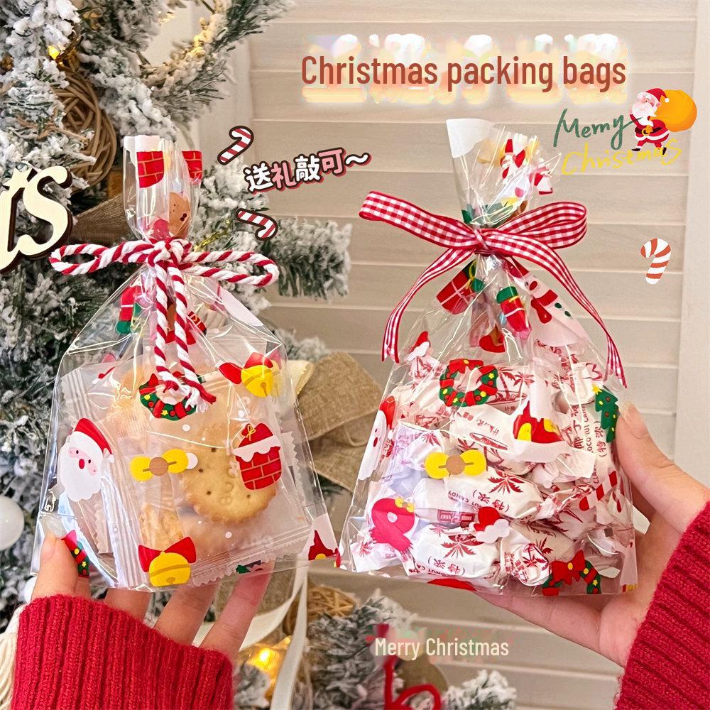 Sac cadeau transparent de bonbons aux pommes pour la veille de Noël, pour les couples