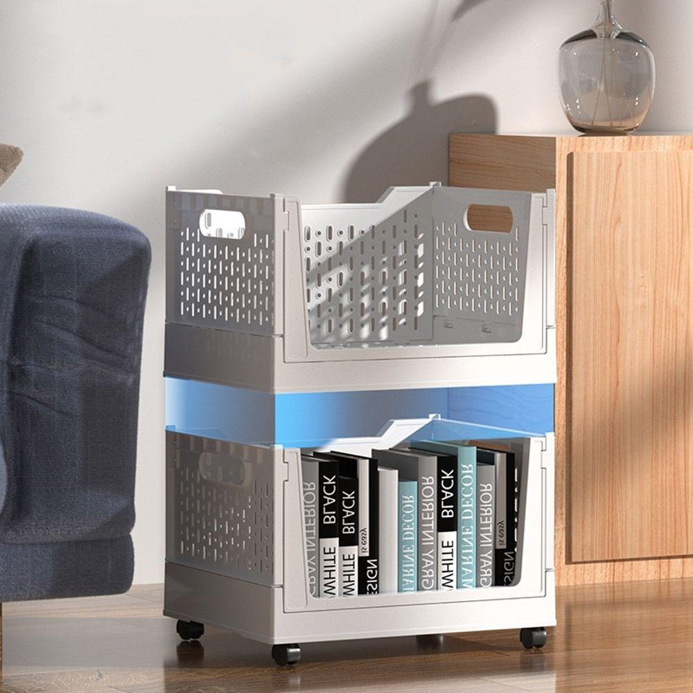 Plastic Folding Storage Box Large Capacity Book Storage Basket  Under Desk