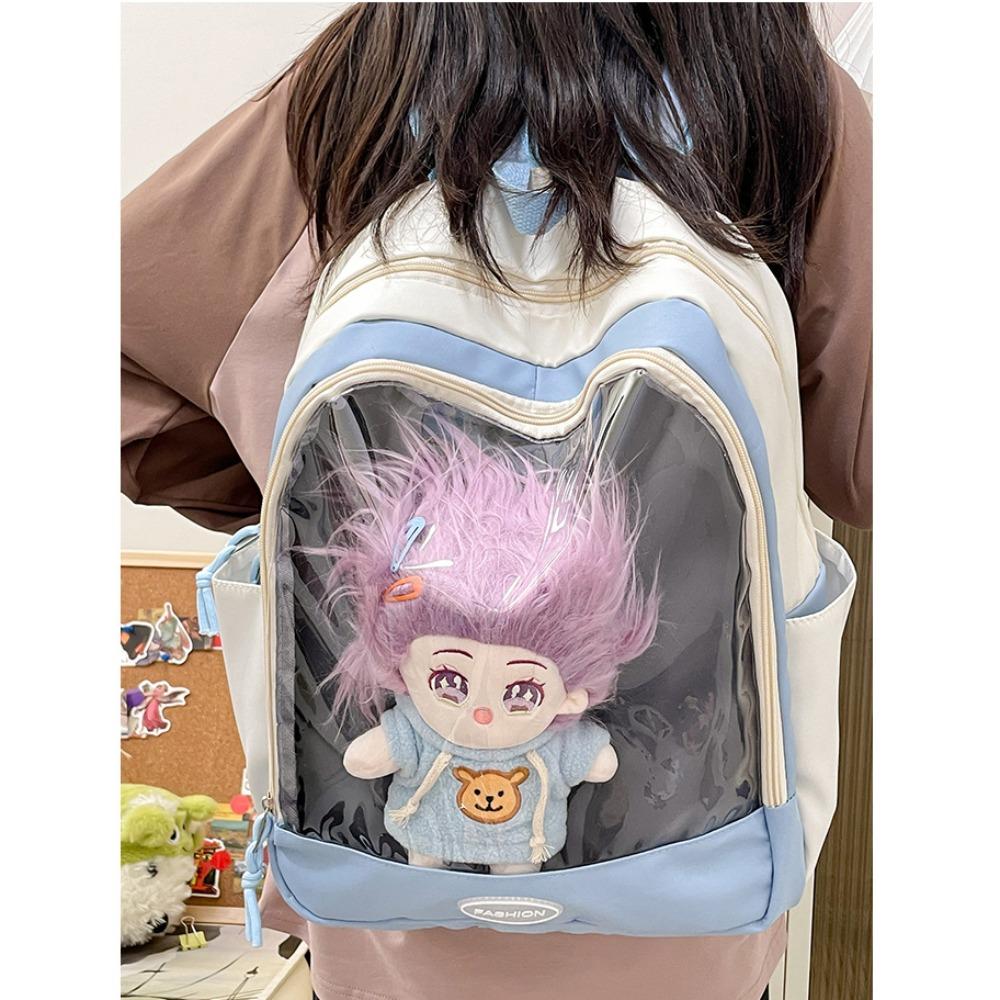Trendy Shoulder Bag Casual Transparent Schoolbag Doll Display Commuting Bag