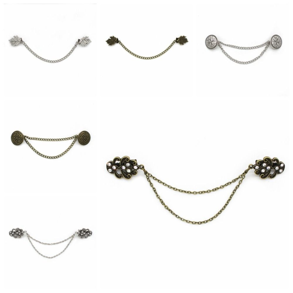 Retro Suit Brooch Grace Suit Shirt Collar Chain Cardigan Clip Gentleman Tassel Brooch  Dinner