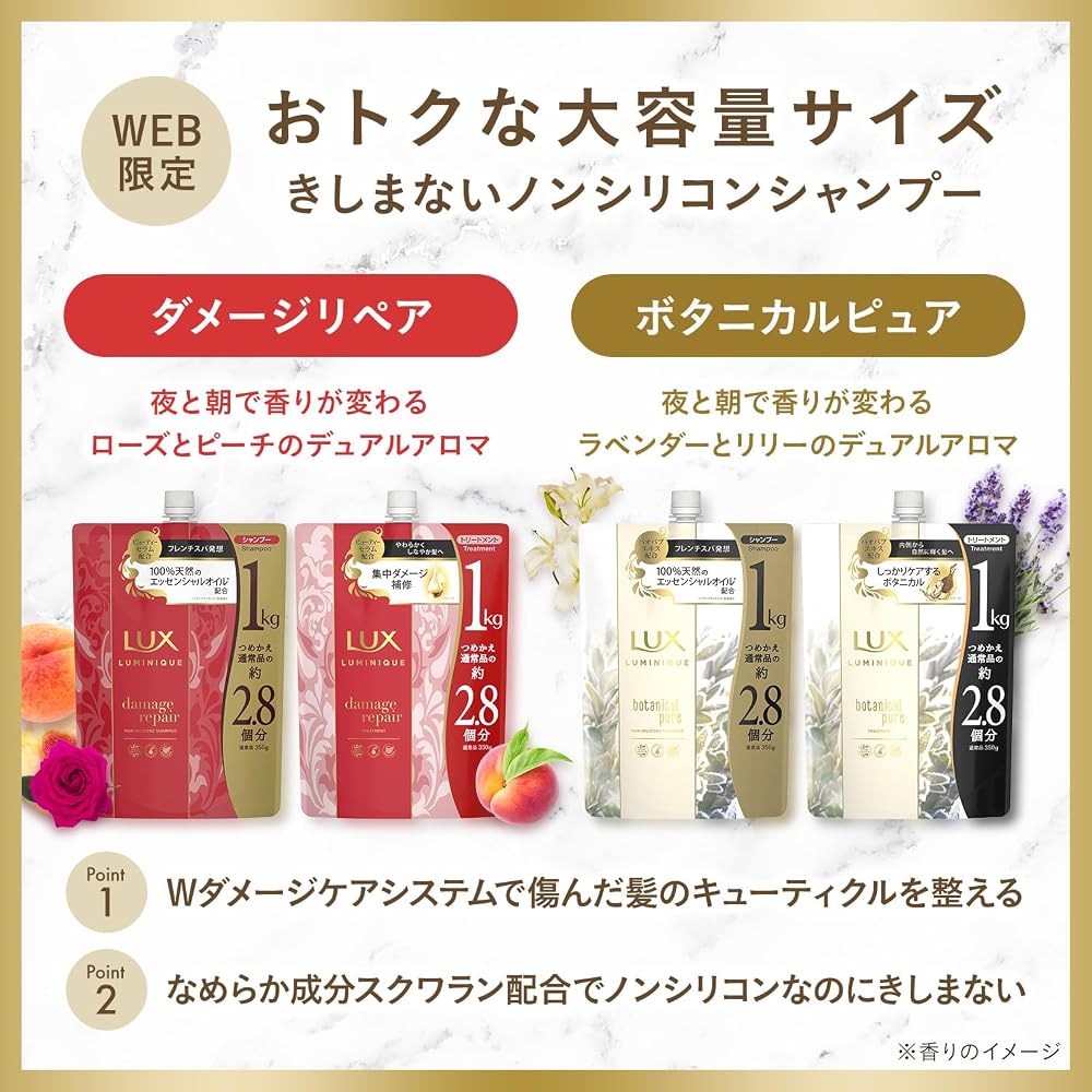 LUX Luminique Shampoo Botanical Pure 1kg Refill Non-Silicone with Baobab Extract Lavender & Lily Scent