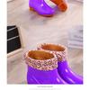 Women's Fashion Anti Slip Waterproof Short Tube With Cotton Rain Boots Kitchen Work Rubber Shoes
