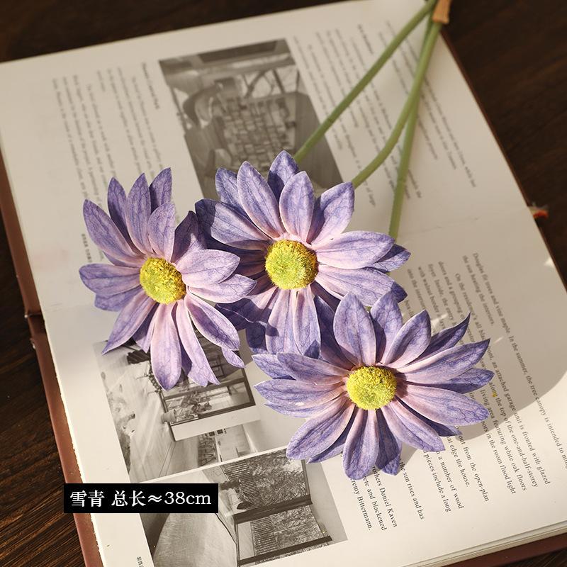 3pcs/Set Real Touch Artificial Daisy Flower Fake Chamomile Bouquet Indoor Room Home Vase Decor Fake Flowers Garden Wedding Decor