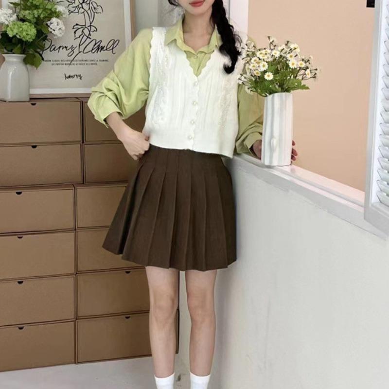 Women's Autumn and Winter Sweet Pearl V-neck Knitted Waistcoat