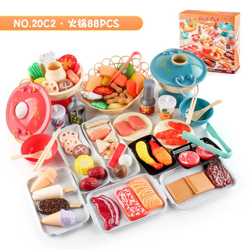 Children'S Play House Kitchen Toys Hot Pot Skewers Bbq Set Small Hot Pot Skewers Ingredients Meals Kitchenware Color Box