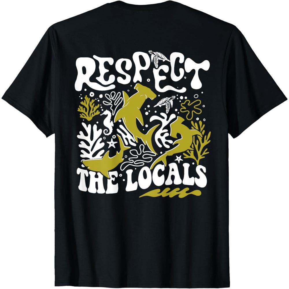Respect The Locals Shark Ocean Animal Rights Biology Life T Shirt XXL чёрный
