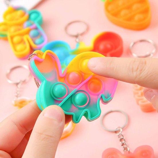 Yousheng Bubble Popping Keychain Students Office Workers Stress Relief Push Bubble Key Ring Backpack Hanging Decoration