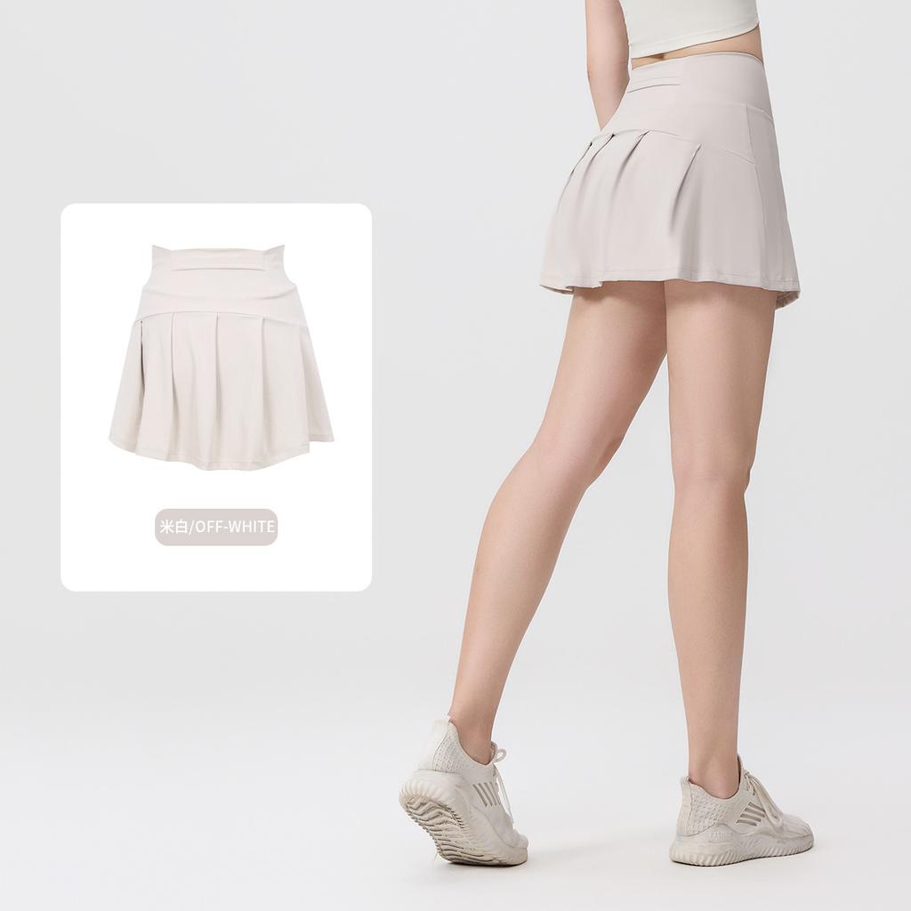 () Sports Tennis Skirt Women'S Anti-Light Fitness Skirt Fake Two-Piece Yoga Quick-Drying Pleated Skirt Shorts