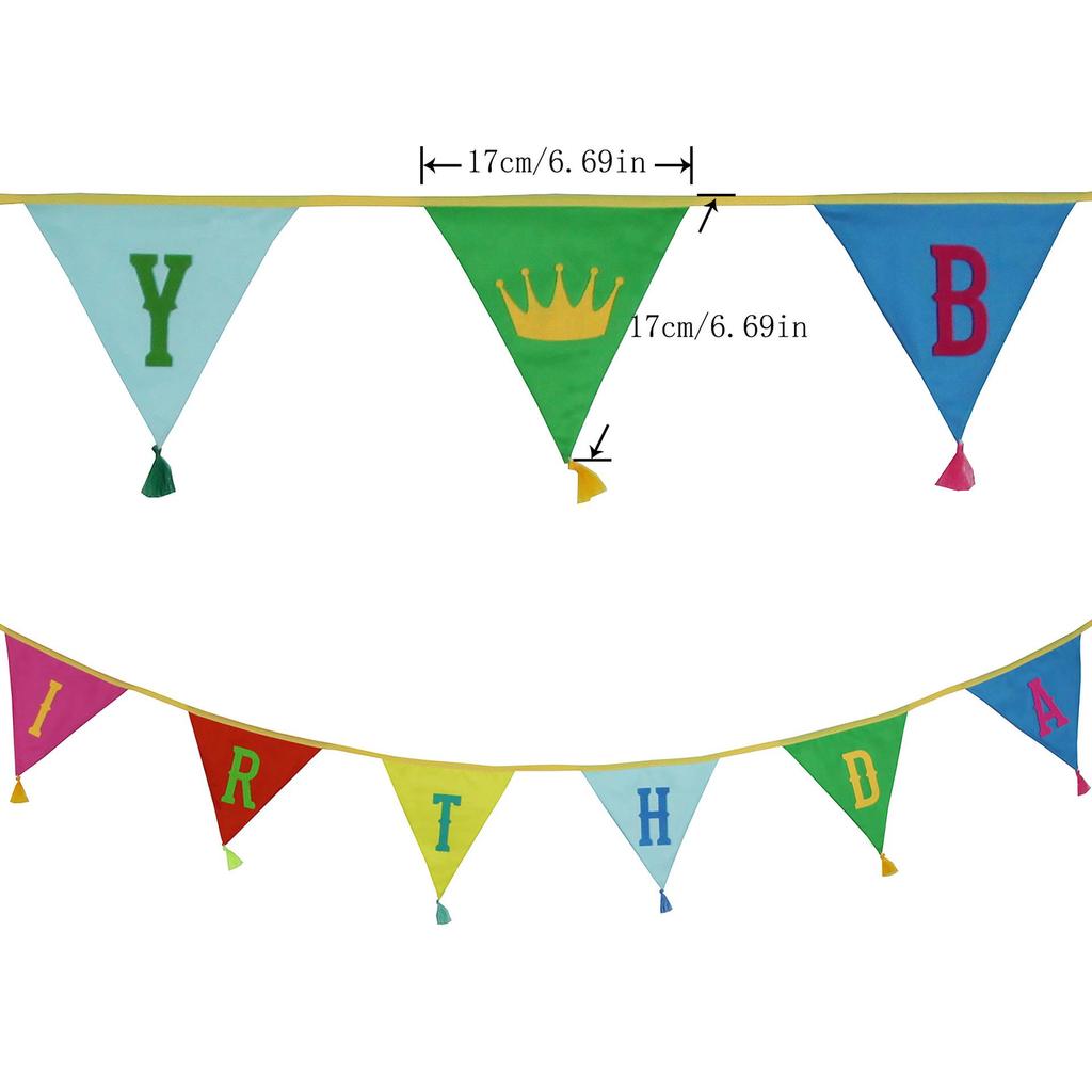 Colorful Birthday Tassel Bunting Flags for Kids' Party or Tent