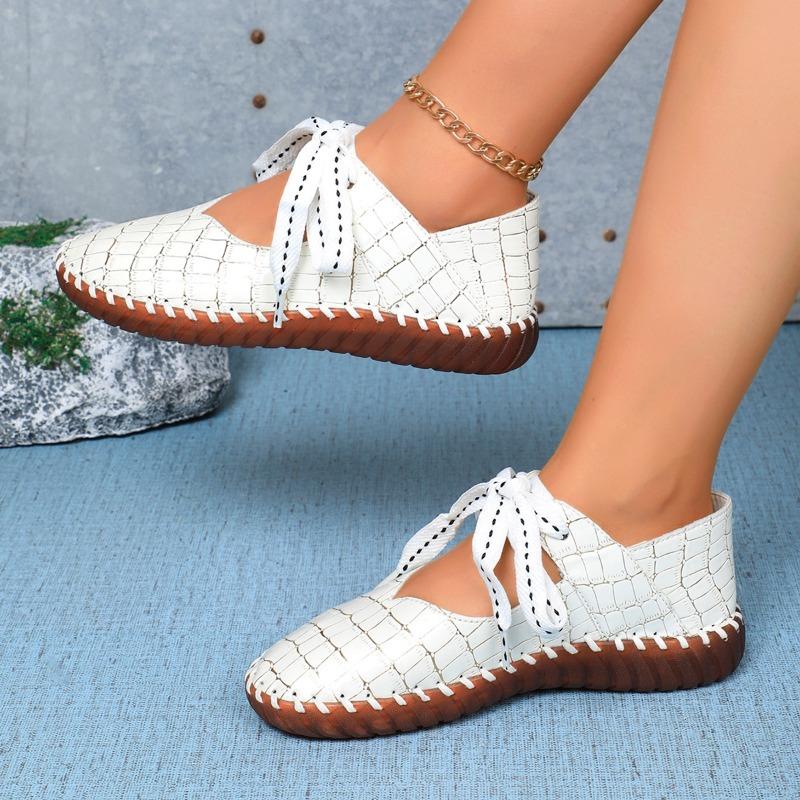Fashion Women's Flat Shoes Spring New Round Head Shallow Mouth Front Strap Soft Sole Anti-slip Wear-resistant Single Shoes