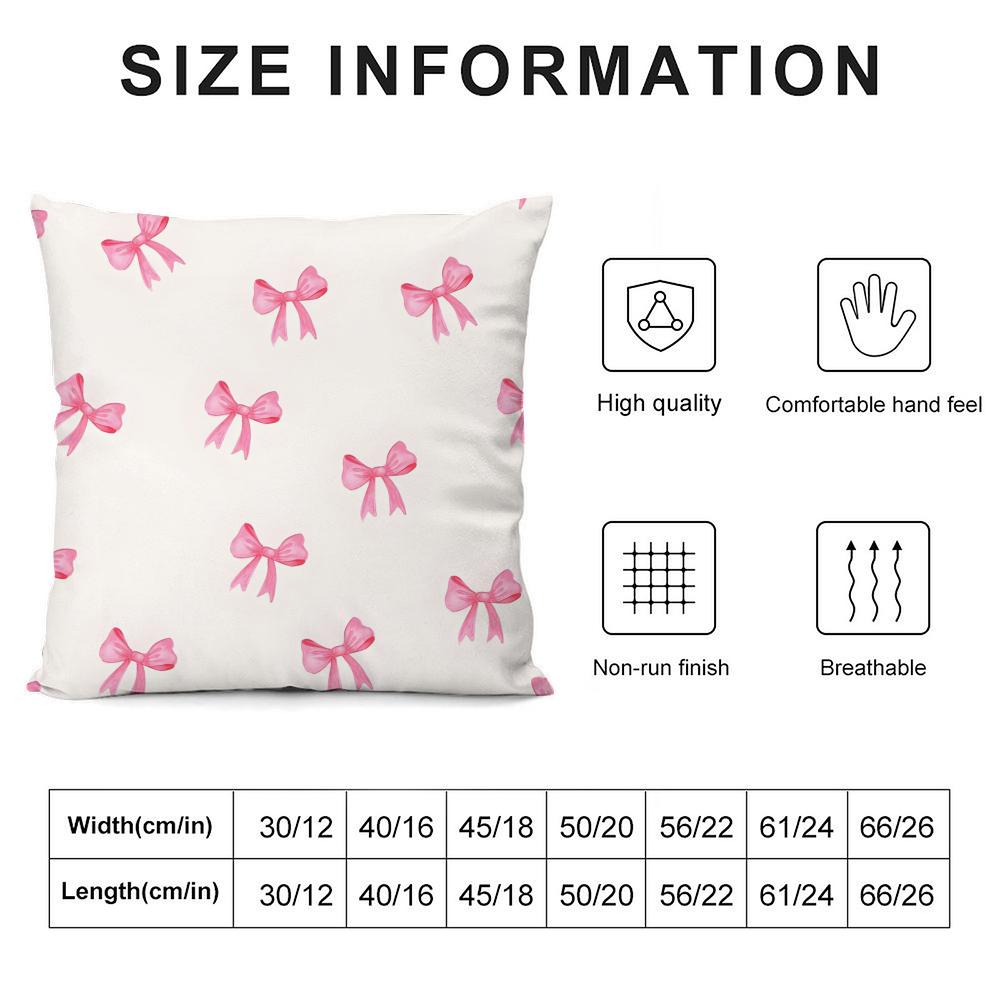 Pink Bow Cherry Cushion Cover Soft Plush Fabric Double-Sided Printed Sofa Cushion Cover for All Seasons Home Decor Gift