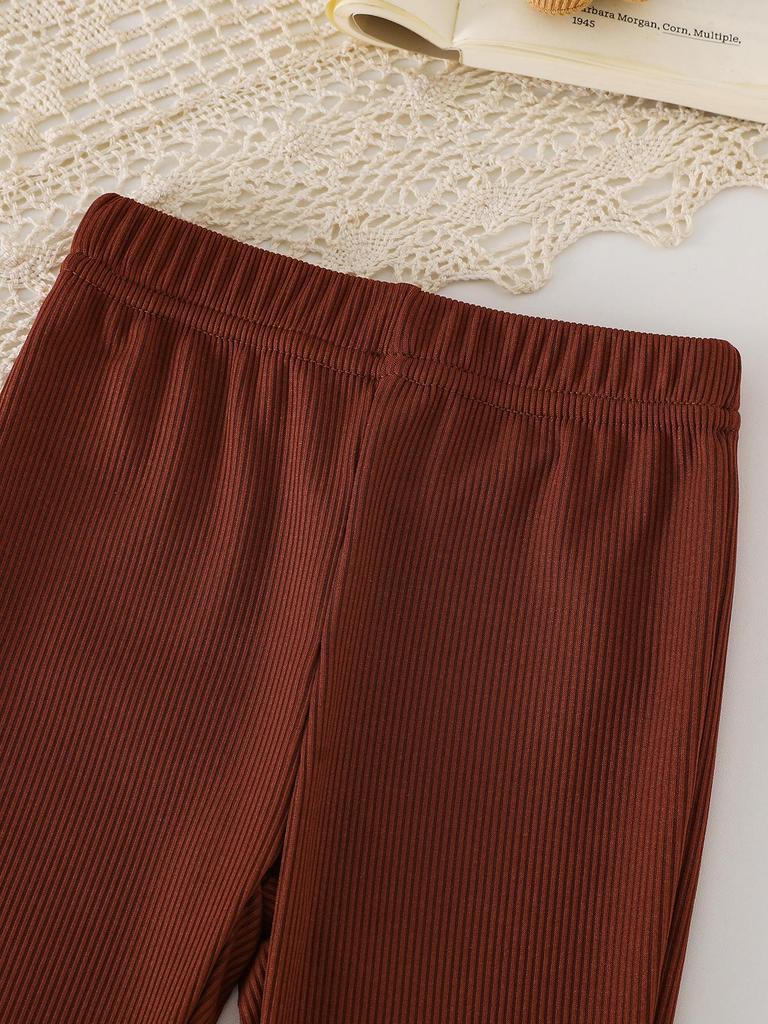 Chic White Ruffled Top & Brown Flared Pants Set for Baby Girls - Adorable Instagram-Worthy Outfit