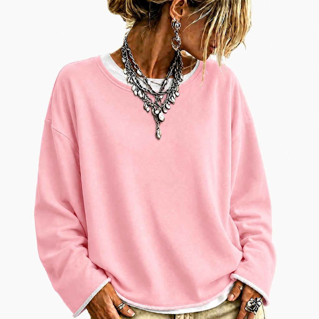 Damen Freizeit gestreift locker geschnitten Langarm Sweatshirt Top