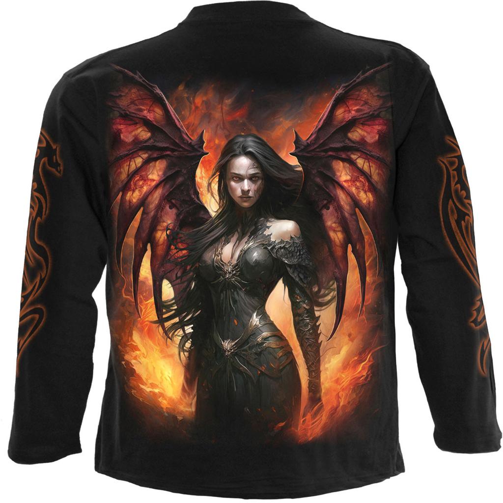 Spiral Direct Unisex Adult Draco Queen Back & Sleeve Print Long-Sleeved T-Shirt
