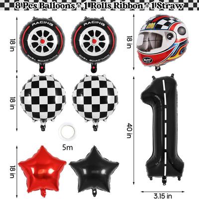8 Stück Motorradhelm Ballon Rad Reifen Rennballons Geburtstagsdeko Jungen Rennwagen Dirtbike Motocross Hot Wheel Partyzubehör