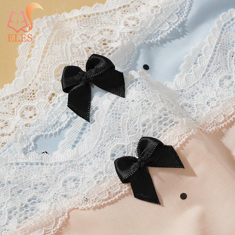 Polka Dot Pure Cotton Panties for Women Retro Cute Lace Trim Pure Cotton Crotchunderwear Soft and Breathable Underpants Hip-hugging Briefs for Women
