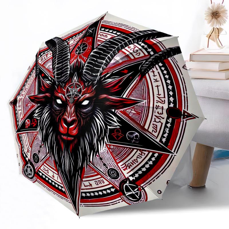 Devil's Star Symbol Automatic Umbrella Compact 8-Rib Design Lightweight All-Season Travel Outdoor Accessory Perfect Gift for Women Men