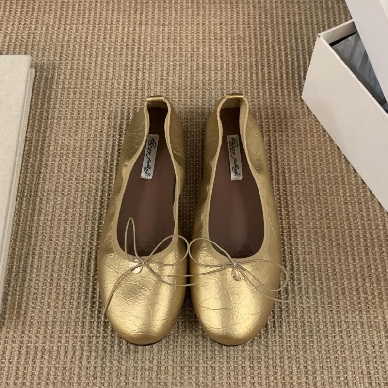 

Fashion Bailamos Autumn Brand Women Flats Ladies Casual Ballet Shoes Round Toe Shallow Slip On Soft Leather Eelgant Dress Shoes 40 золотой