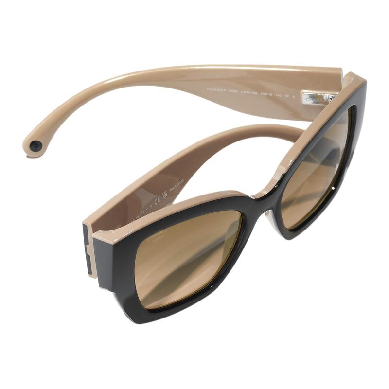 Chanel Color-blocked Temples Classic Logo Acetate Acetate Irregular-shaped Sunglasses Men and Women Same Style Couple Model Black