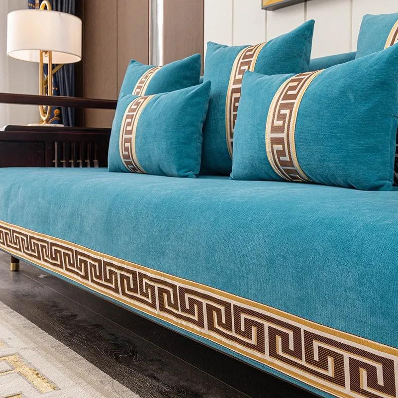 High-grade Classical Thicken Chenille Sofa Towel Modern Soft Anti-slip Sectional Sofa Cover Luxury Solid Color Couch Covers