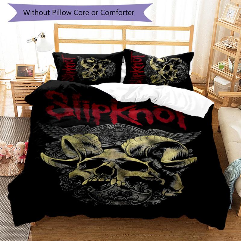 Slipknot 3pcs Bedding Set Duvet Cover Closure Includes 1 Duvet Cover & 2 Pillowcases for All Seasons Bedroom Home Dorm Decor