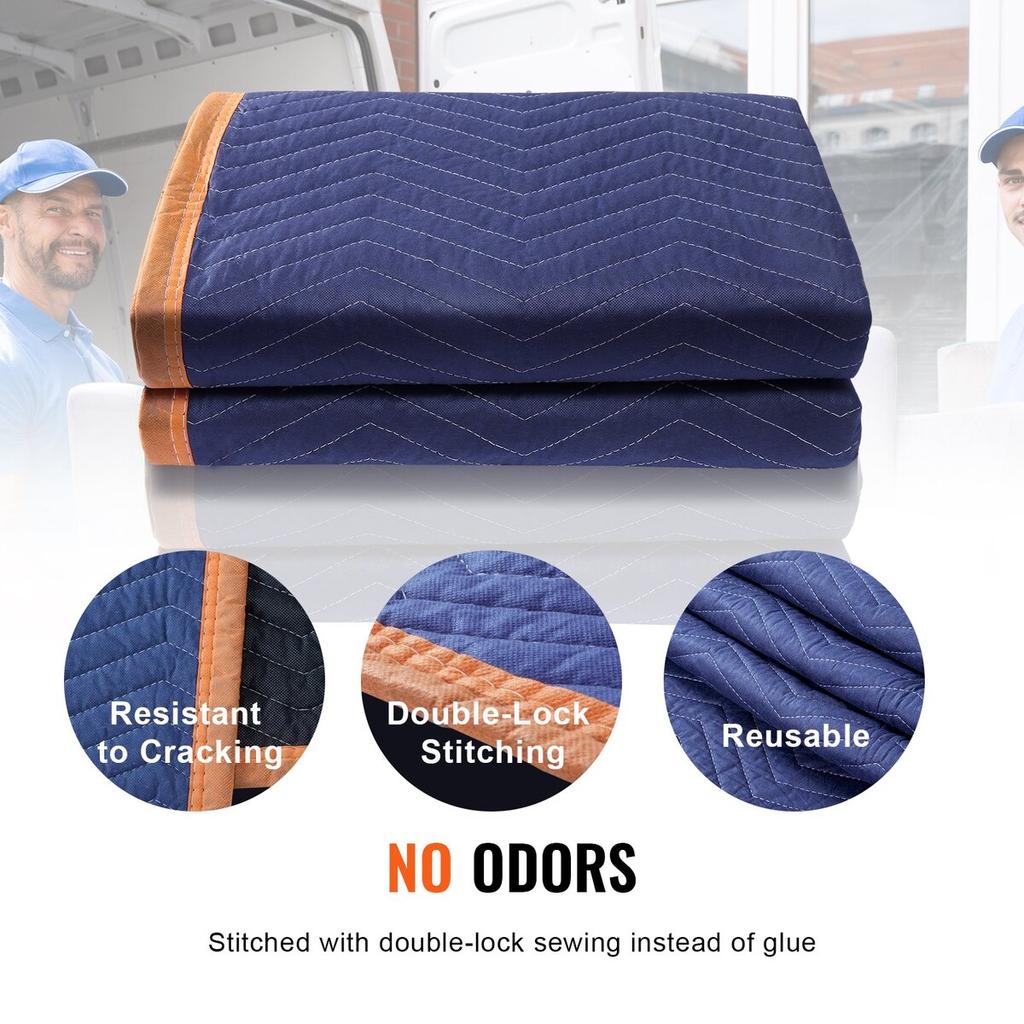 Moving Blankets, 80" x 72", 35 lbs/dz Weight, 12 Packs, Professional Non-Woven & Recycled Cotton Packing Blanket, Heavy Duty Mover Pads for Protecting