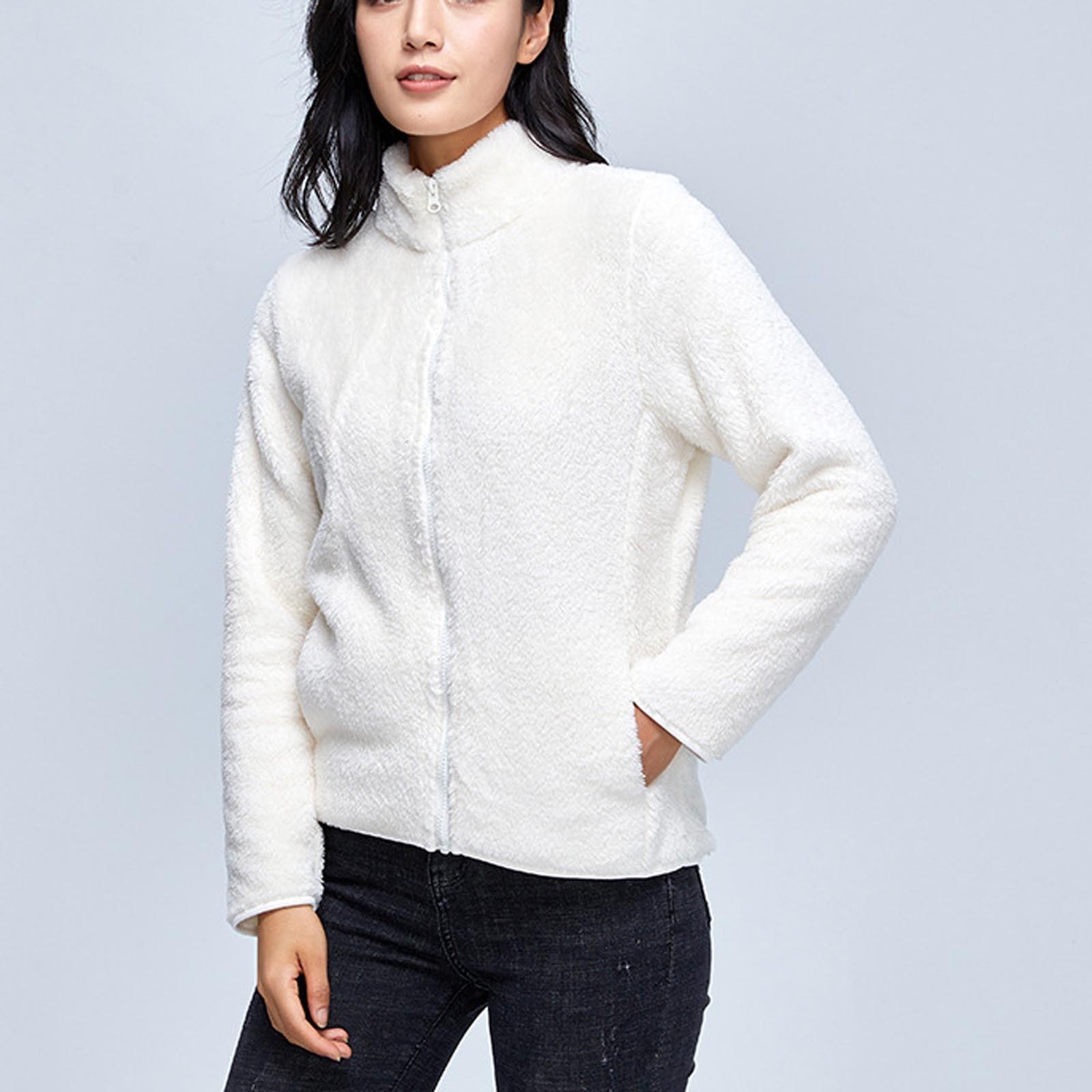 

Твердое флисовое теплое двустороннее плюшевое пальто, утолщенное пальто для женщин M белый