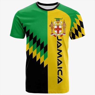 Mode d'été Nouveau 3D Jamaïque Drapeau National Emblème Impression T-shirt Jamaïque Armoiries Graphique T-shirts Pour Hommes Vêtements Vintage