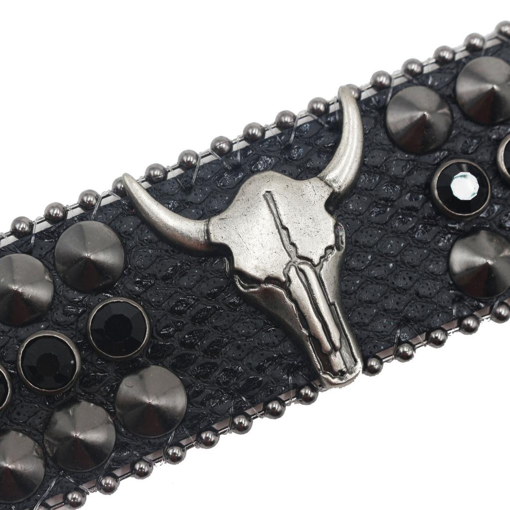 American Rhinestone Rivet Bracelet, Bull Head Decorative Punk Gothic Personalized Jewelry