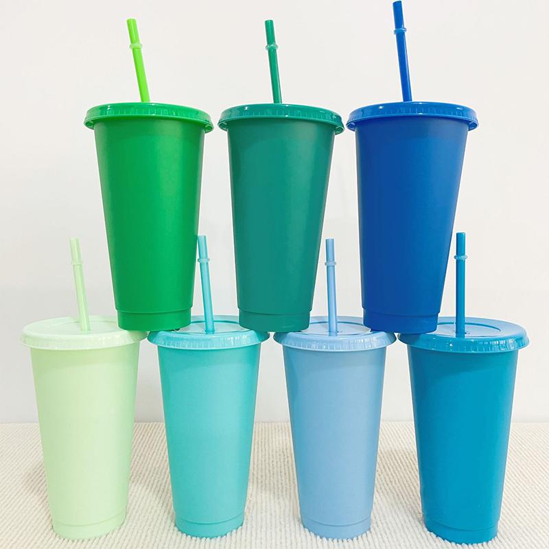 Reusable Drinkware With Straws,Lid Flash Powder Water Bottle Plastic Tumblers Straw Drinking Cup Cold Drink Tumbler