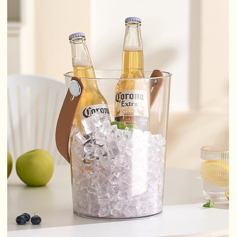 Household Plastic Drink Ice Bucket Hand Raise Appearance Beer Bucket Ice Cooling Water Bucket Large Size Simple Ice Block Storage Bucket