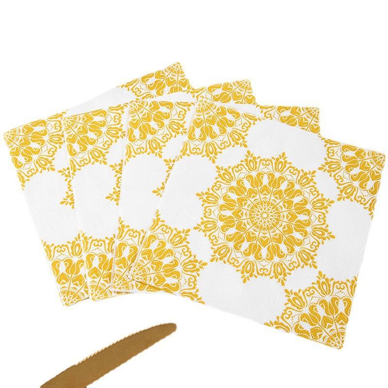 European Printing Rectangular Napkins,Disposable Party Restaurant Decoration Paper Napkin ,20pcs 33*33cm Bart Paper Craft