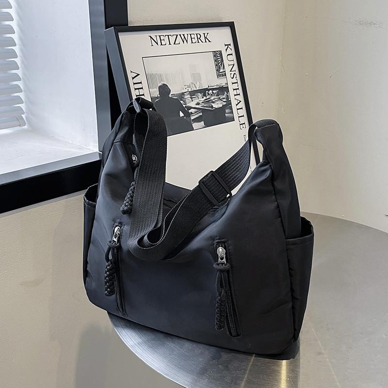 Stylish 2024 Summer Large Capacity Nylon Crossbody Bag For Trendy Streetwear In Black Red Beige Blue