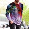 Men's Fashion Casual Printed Long Sleeve O-Neck Shirts Tops Blouse
