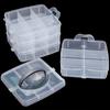 Portable Transparent Storage Box 3 Tier Jewelry Toy Display Box Adjustable Stackable Compartment Slot Plastic Organizer Box
