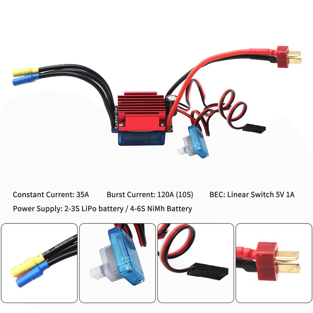 S2838 3600KV Brushless Motor with 35A Brushless ESC Replacement for 1/14 1/16 HSP Traxxas WLtoys RC